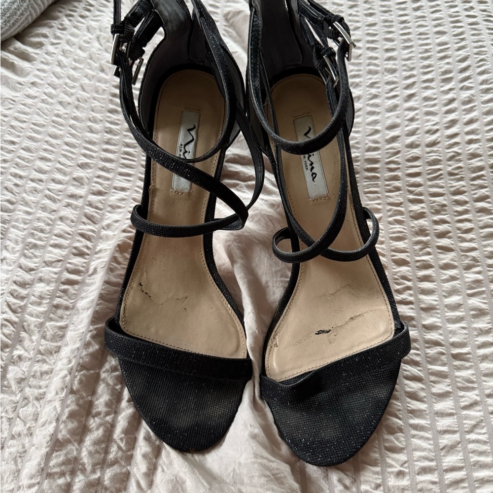Nina Black Strappy Heels